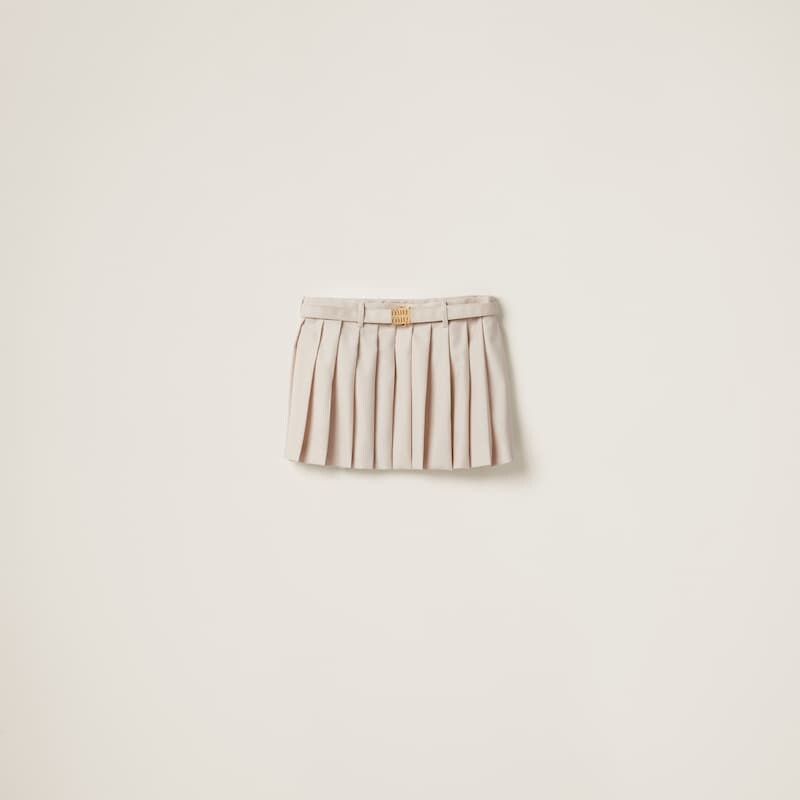 

Короткая юбка батавия со складками Miu Miu, бежевый