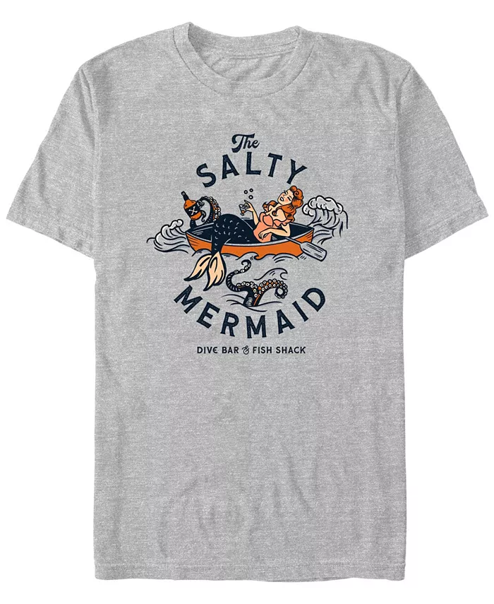 

Мужская футболка с коротким рукавом The Salty Mermaid Dive Bar Fish Shack Cool Retro Travel Design By Humans, серый