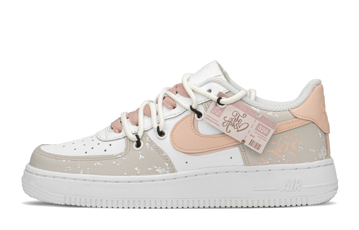 

Кроссовки Nike Air Force 1 Skateboard Shoes Women's Low-Top Beige Pink