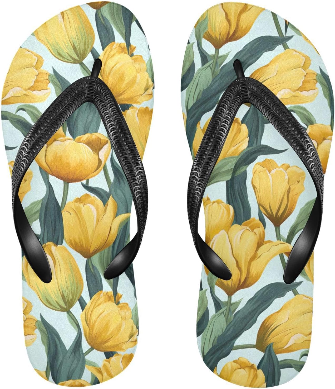 

SPRIPORT Оранжевые красочные тюльпаны Тонкие вьетнамки для женщин и мужчин Комфортные повседневные сандалии с подушечкой и нескользящей резиновой подошвой для прогулок на пляже летом