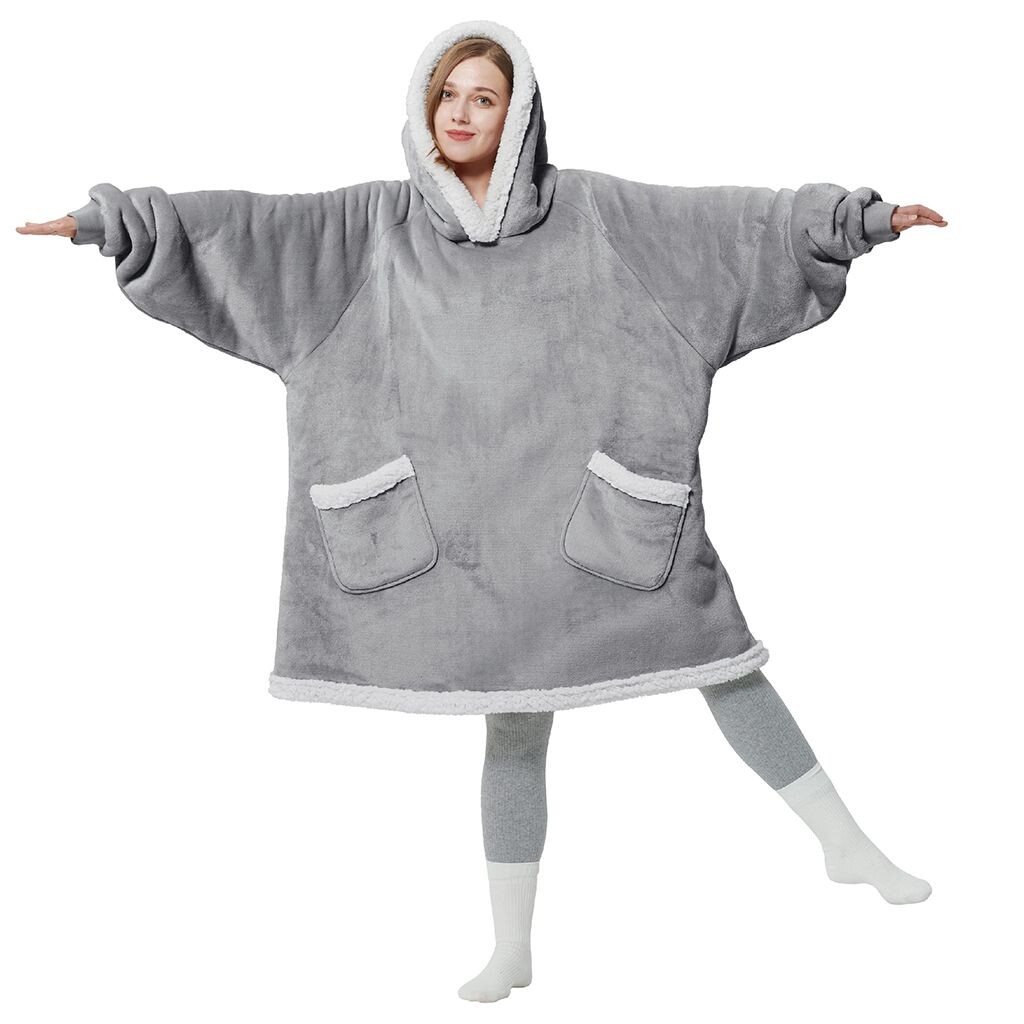 

M&J Толстовка Oversized из флиса/фланели в виде приятного пледа, толстовка/толстовка гигантского размера XXL с передними карманами, темно-серого цвета MAJA DESIGN, серый
