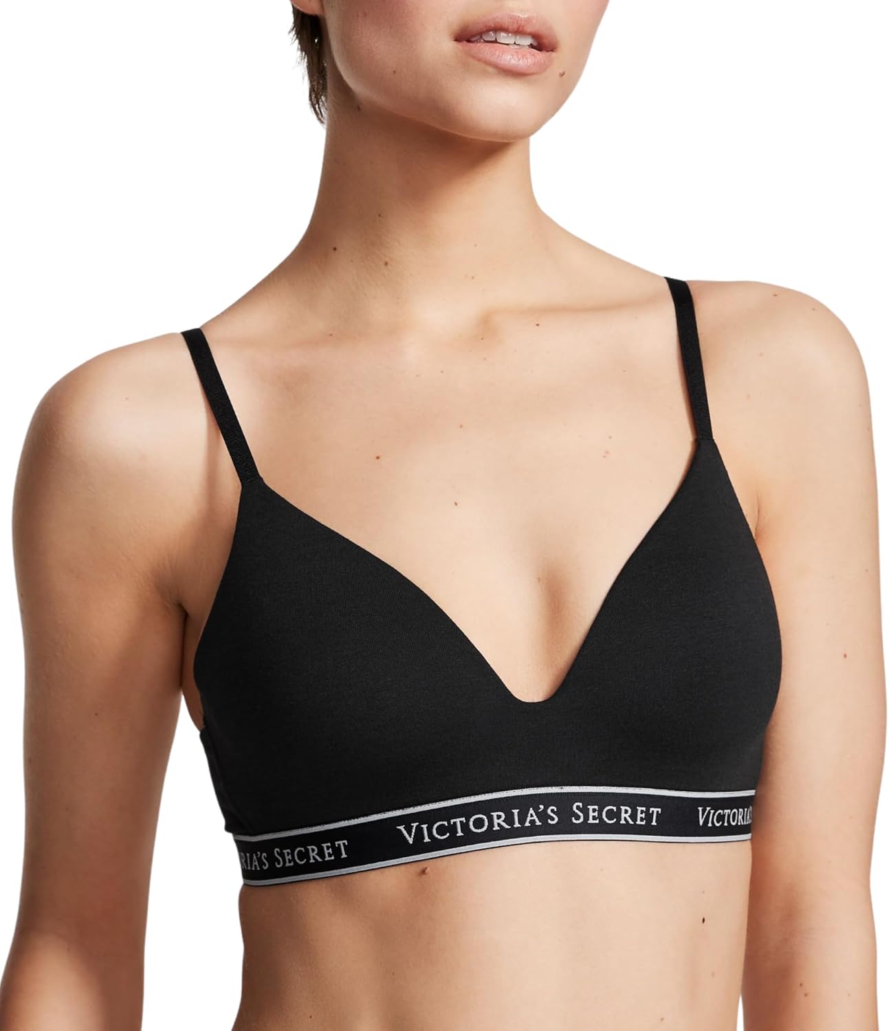

Victoria's Secret Женский бюстгальтер Pink Wear Everywhere Push Up, бюстгальтеры для женщин (32A-40DDD), Black Logo Band