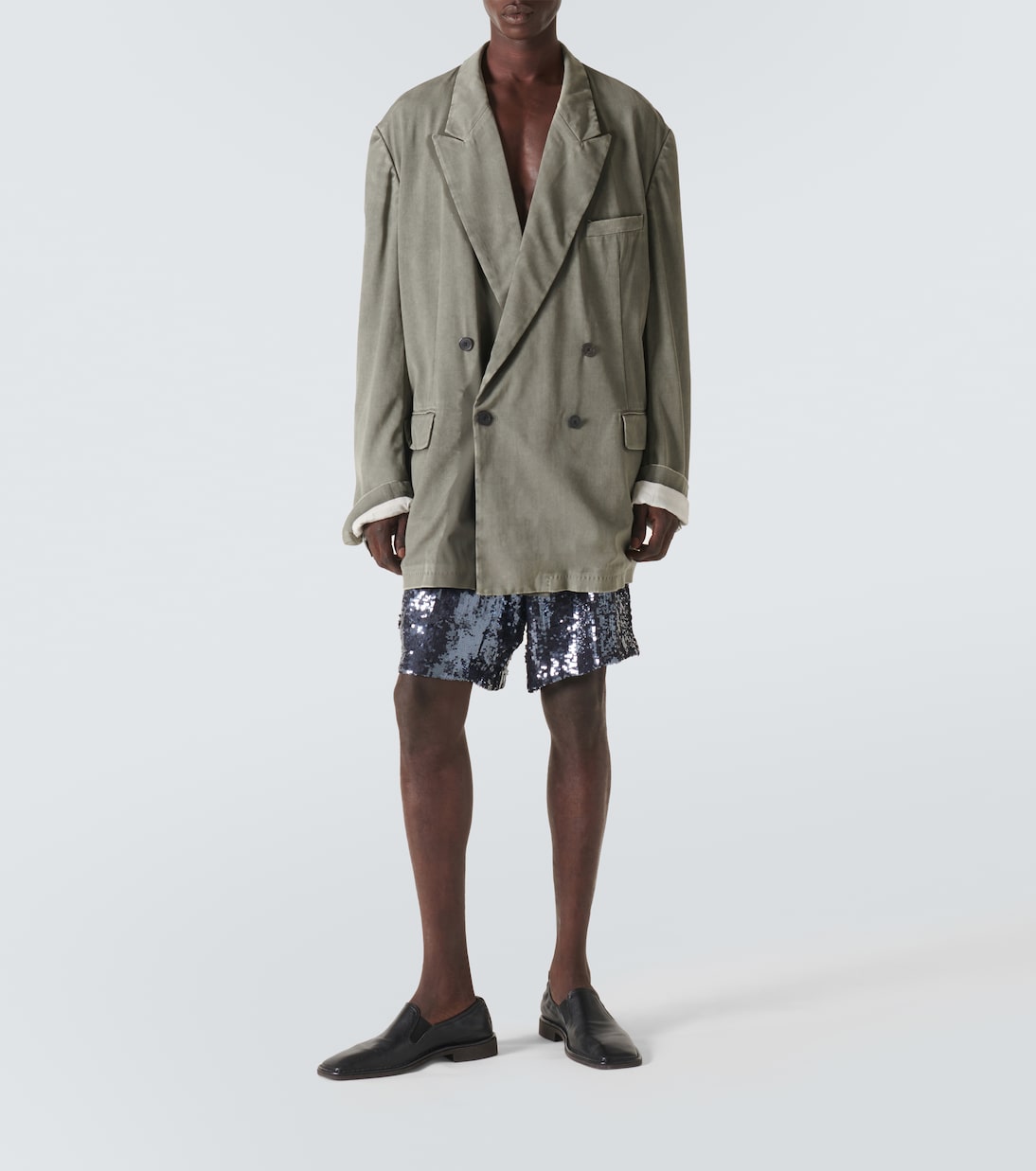 Свободный пиджак из смесовой шерсти Dries Van Noten, серый — фото 2