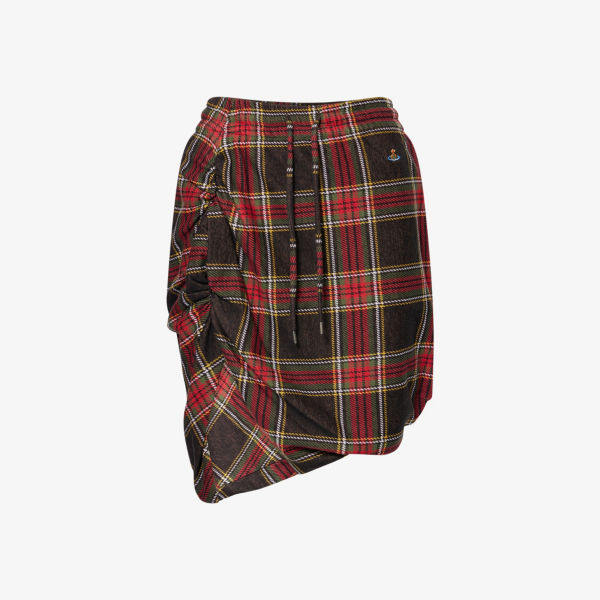 

Мини-юбка из хлопкового джерси с боковым принтом пантеры и сборками Vivienne Westwood, мультиколор