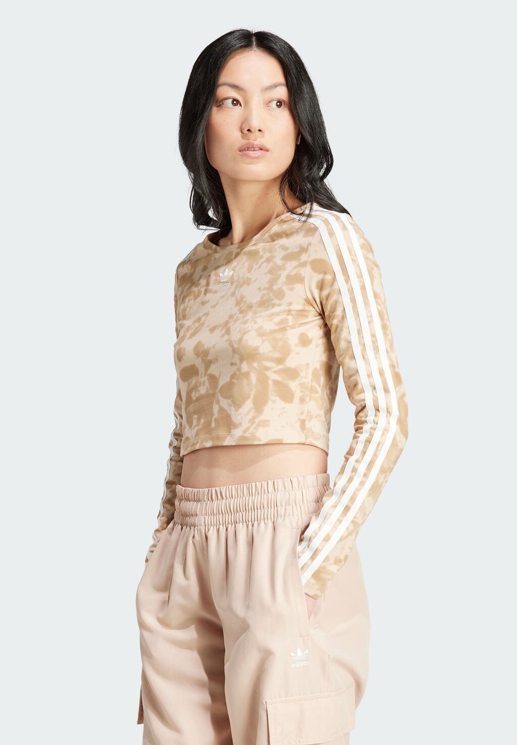 

Топ с длинными рукавами 3-STRIPES CROP adidas Originals, цвет magic beige cardboard