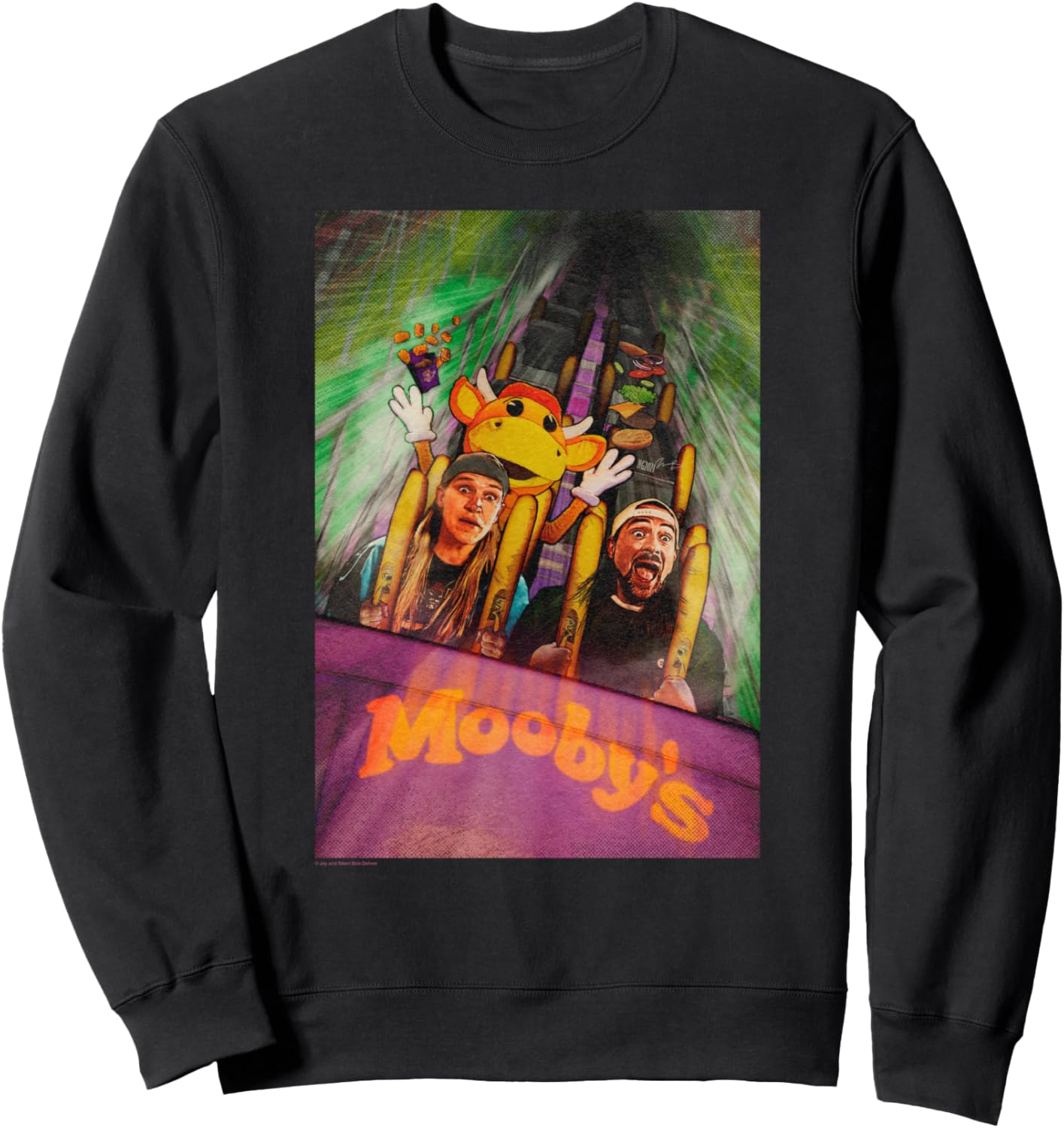 

Толстовка с изображением плаката «Джей и Молчаливый Боб на американских горках Муби» Jay & Silent Bob, черный