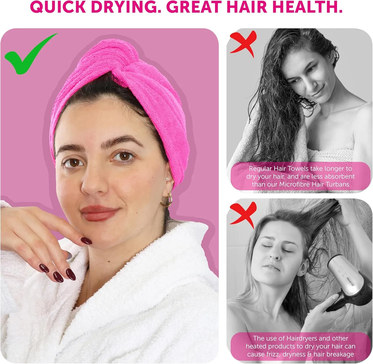 Подарочный набор женских бомбочек для ванны и полотенец для волос Lovetrends, Pink Hair Towel Wrap — фото 4