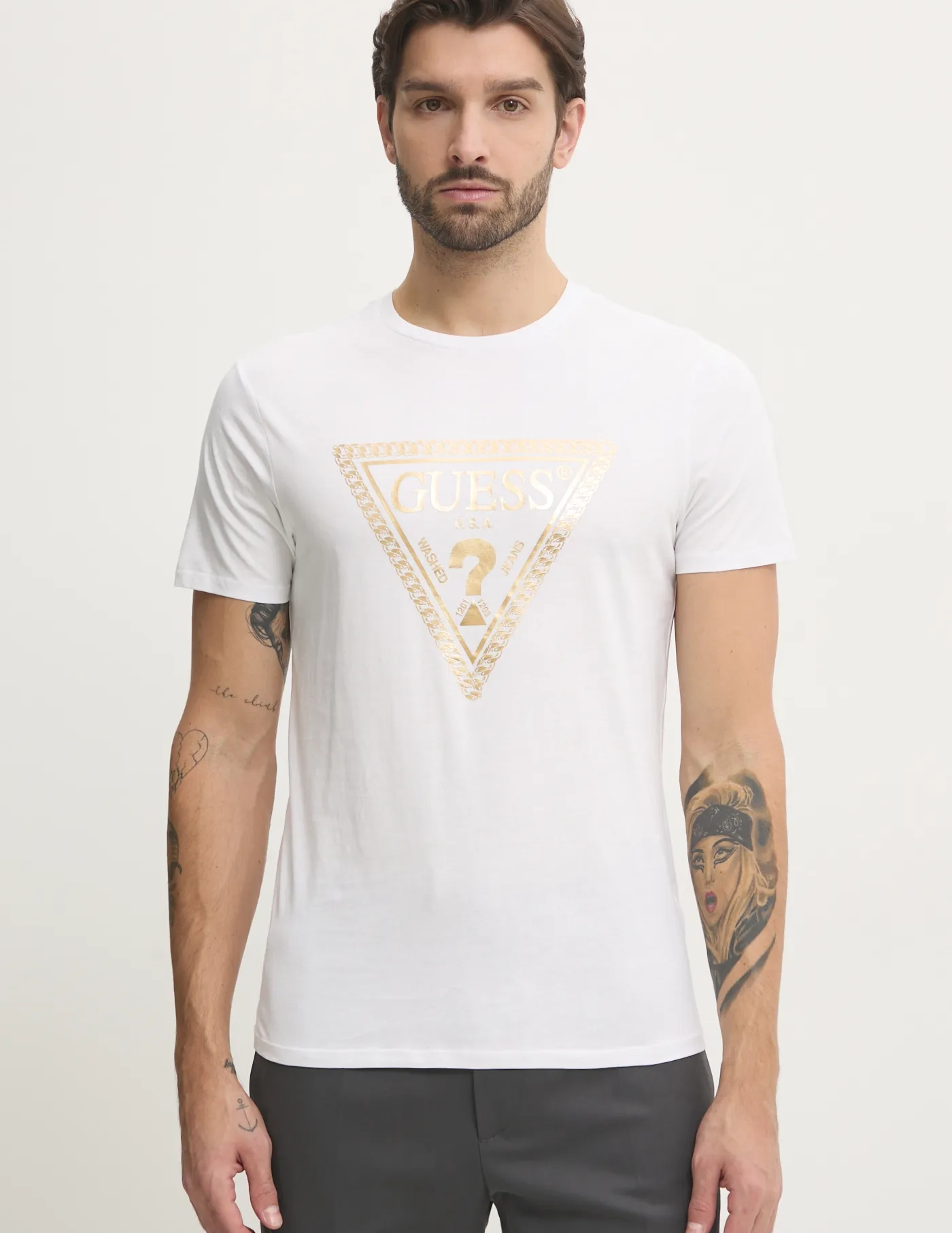 

Хлопковая футболка Guess, белый
