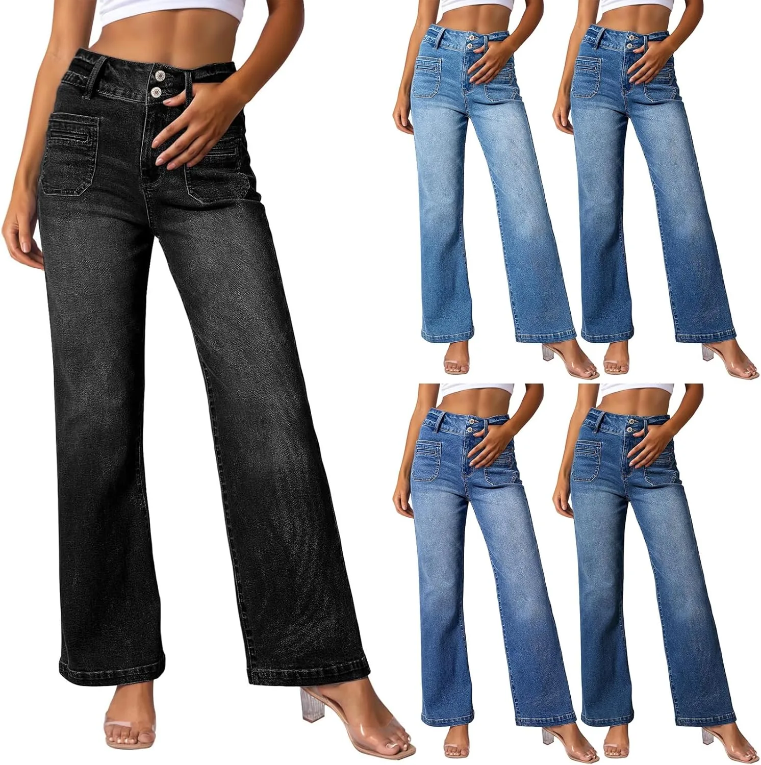 

Женские джинсы Trendy Fall 2024 High Waisted Straight Leg Tednrk