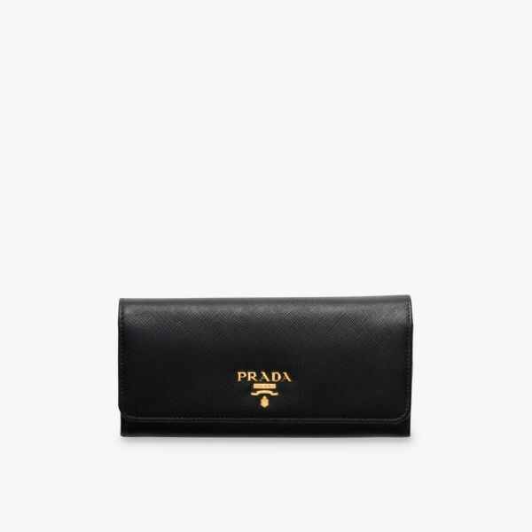 

Большой кошелек из сафьяновой кожи Brand-Plaque Prada, черный