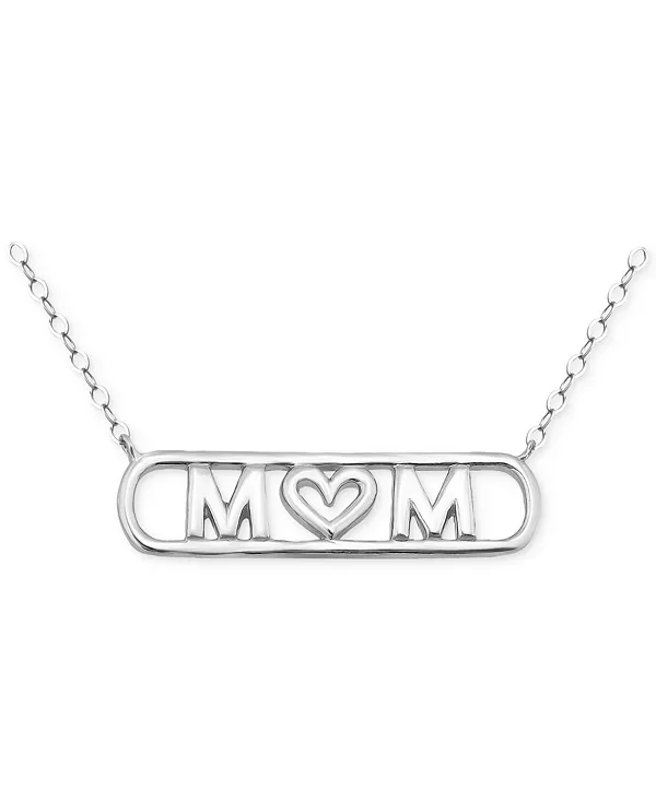 

Ожерелье с подвеской в виде сердца мамы из стерлингового серебра с 18-каратным золотым покрытием (также из стерлингового серебра), длина 16 дюймов + удлинитель 2 дюйма, эксклюзивно в Macy's Giani Bernini, silver