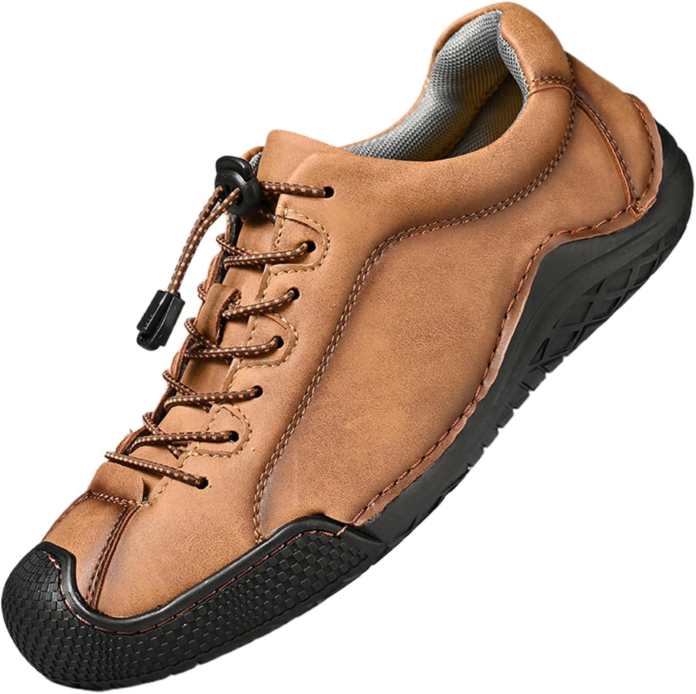 

Мужские кожаные чукка-ботинки на шнуровке, удобные, с защитой от ударов, с круглым носком, легкие, плоские оксфорды, повседневные для ходьбы и вождения Nelsbrex, коричневый