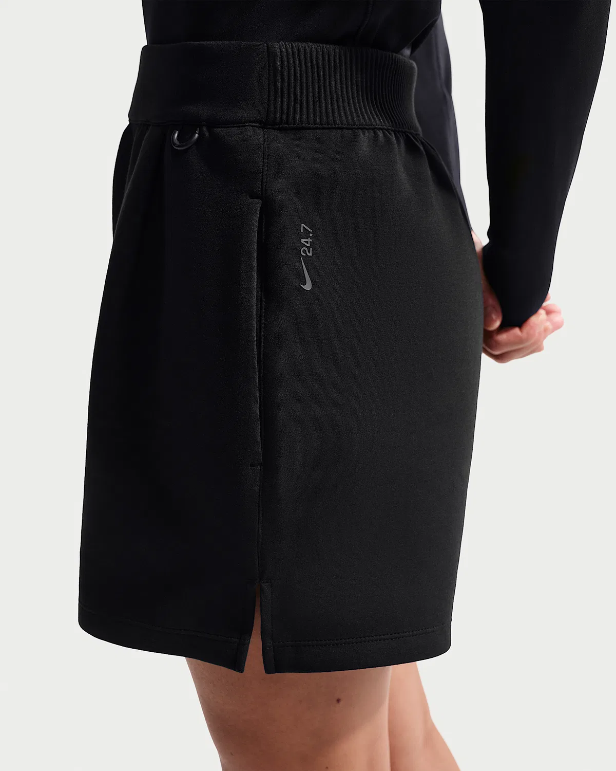 Женские шорты Nike 24.7 ImpossiblySoft Dri-FIT средней посадки свободного кроя 4", Black/Black/Dark Smoke Grey — фото 3