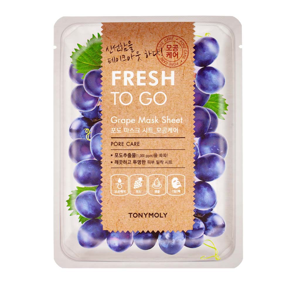 

Тканевая маска для лица с экстрактом винограда fresh to go grape mask sheet Tonymoly, количество 1 шт.