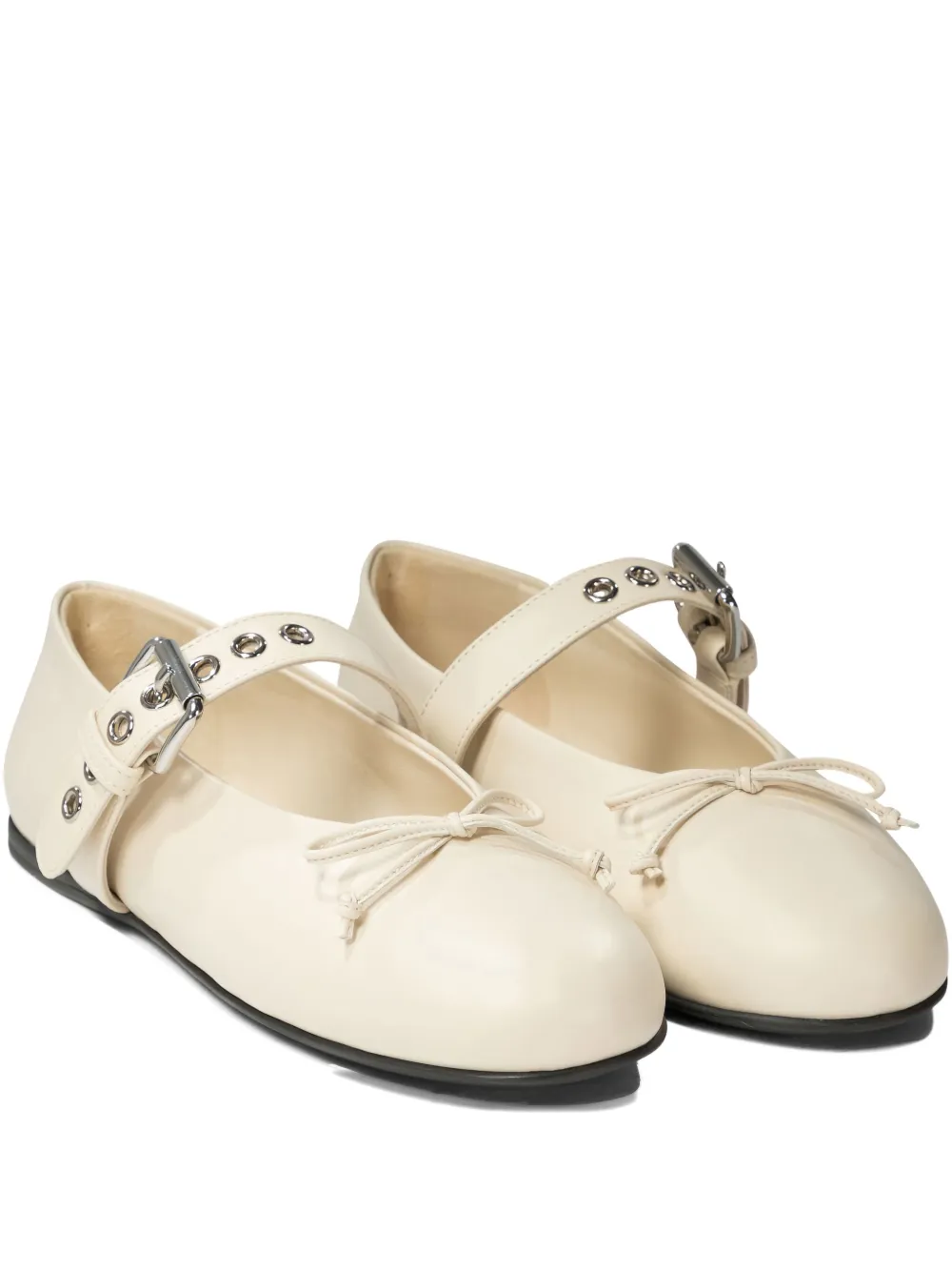 Балетки с пряжкой и бантом MIU MIU, нейтральный