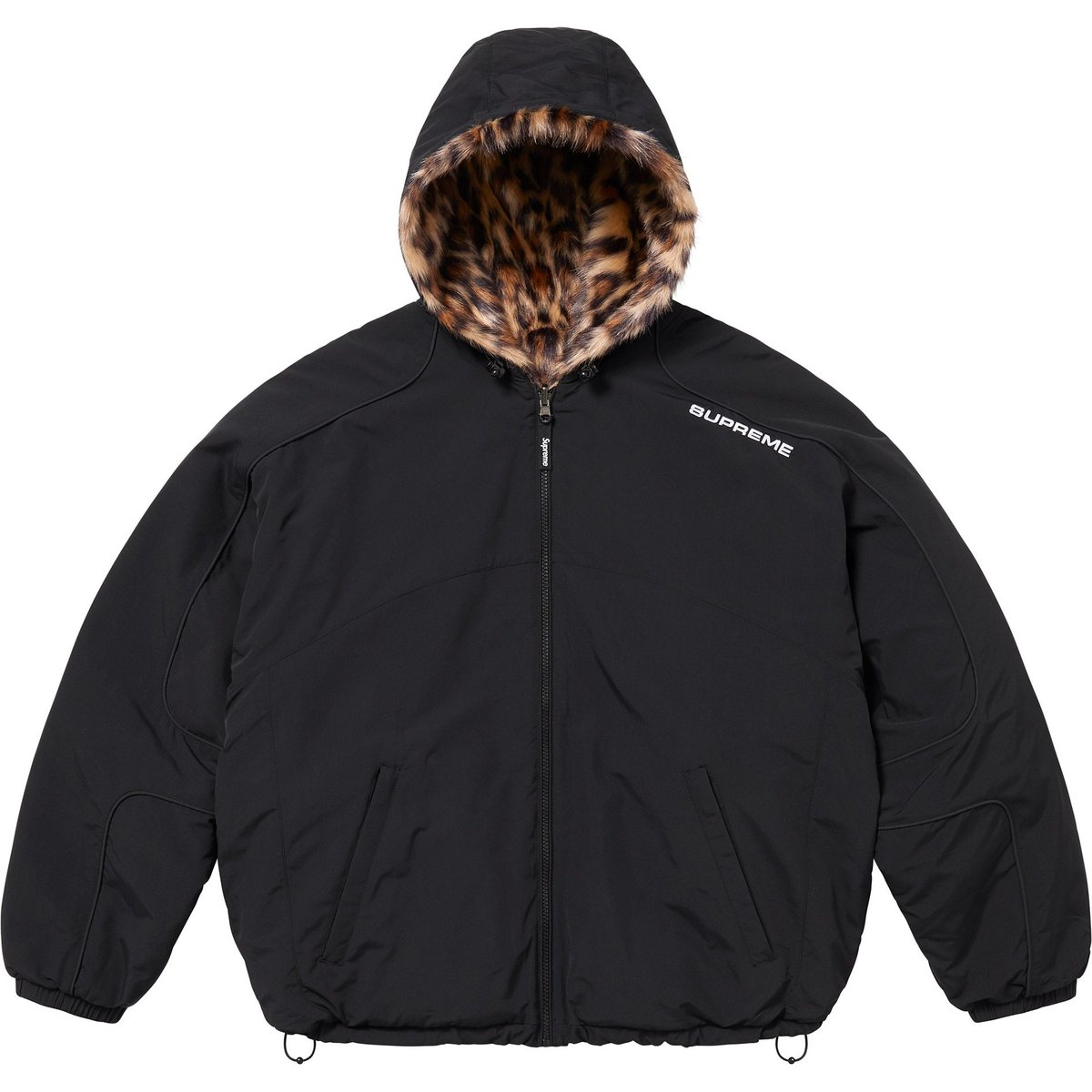 

Supreme Двусторонняя куртка с капюшоном из искусственного меха, Black