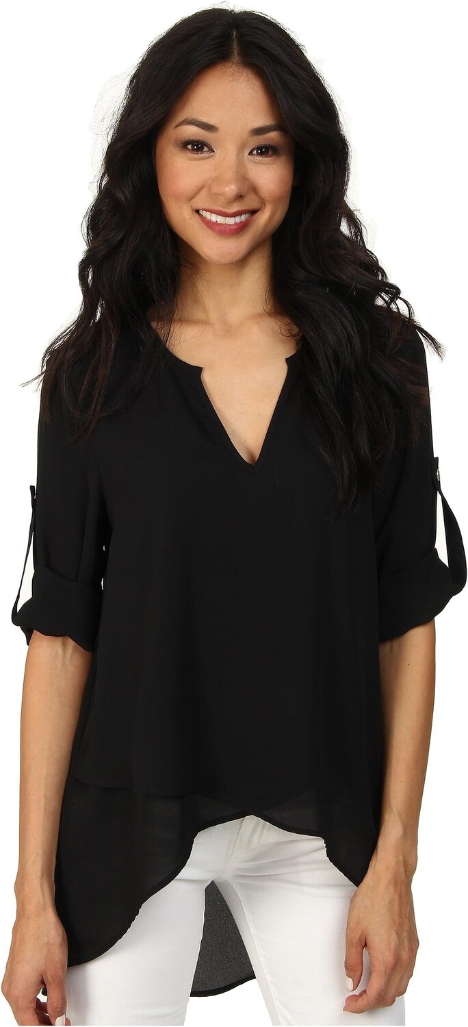 

Топ Karen Kane Asymmetrical Hem Wrap Top, цвет Black1