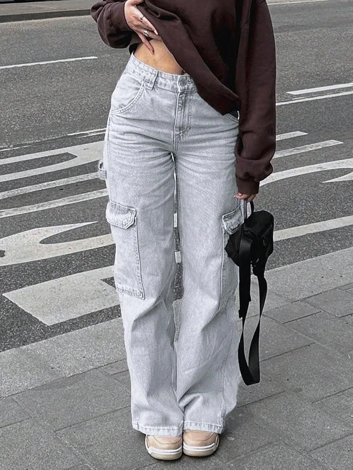 Джинсы прямые свободные, Wrangler, светло-серый — фото 3