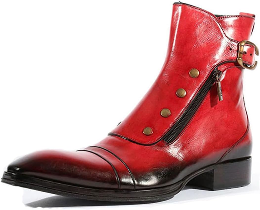 

Мужские ботинки до щиколотки на толстом каблуке с боковой молнией, из искусственной кожи, модные и прочные, вестерн-ковбойские, унисекс, ретро-классические короткие ботинки для весны и осени (Цвет: коричневый, Размер: 14 женский / 12,5 мужской)...