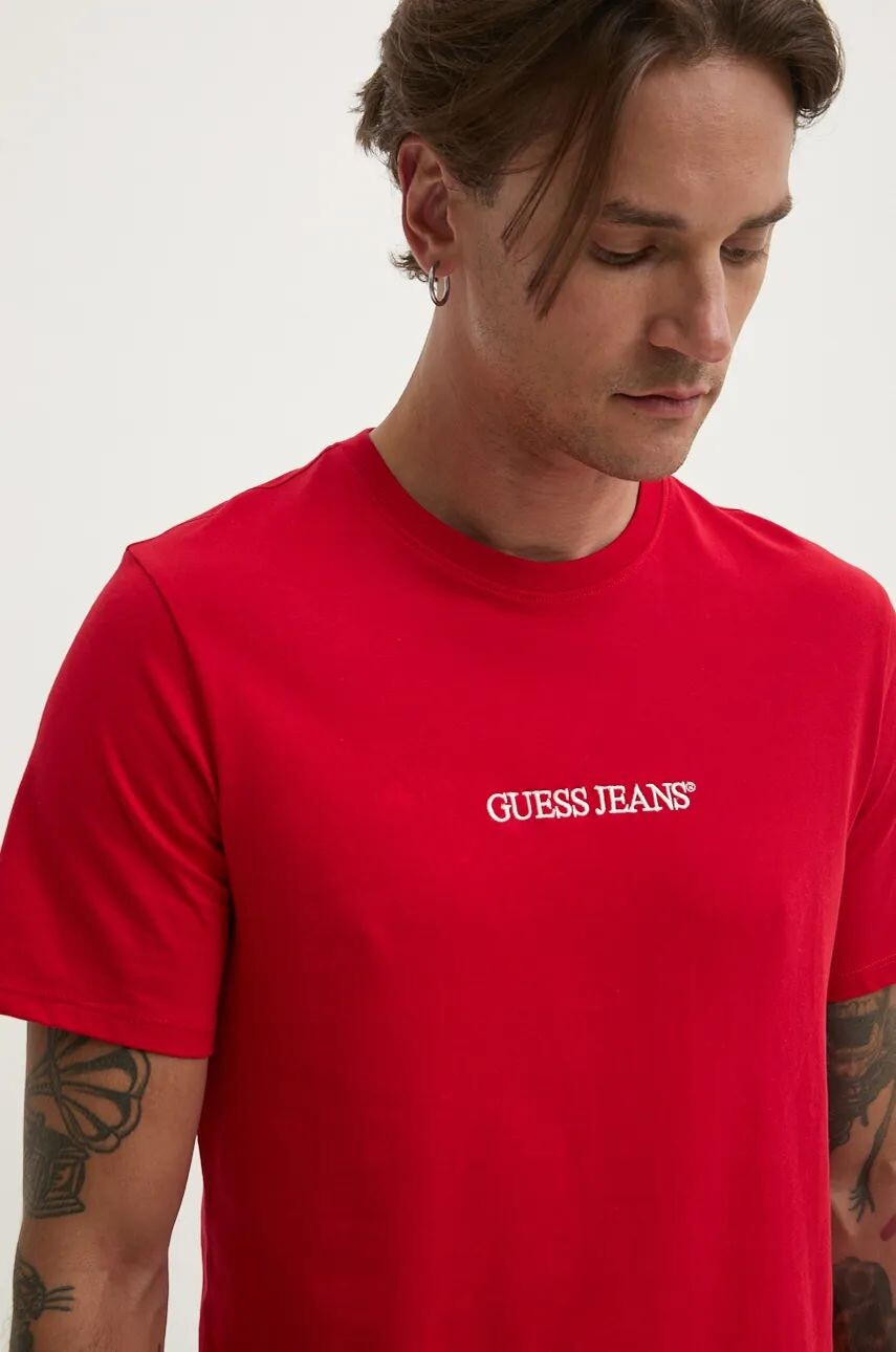 

Хлопковая футболка Guess Jeans, красный