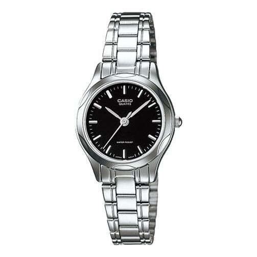 

Часы CASIO Stainless Steel Strap Quartz Waterproof Black Dial Black Analog, черный