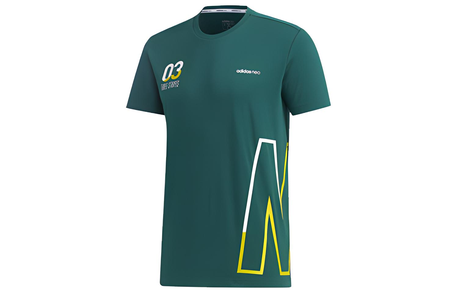 

Футболка прямая мужская зеленая Adidas Neo