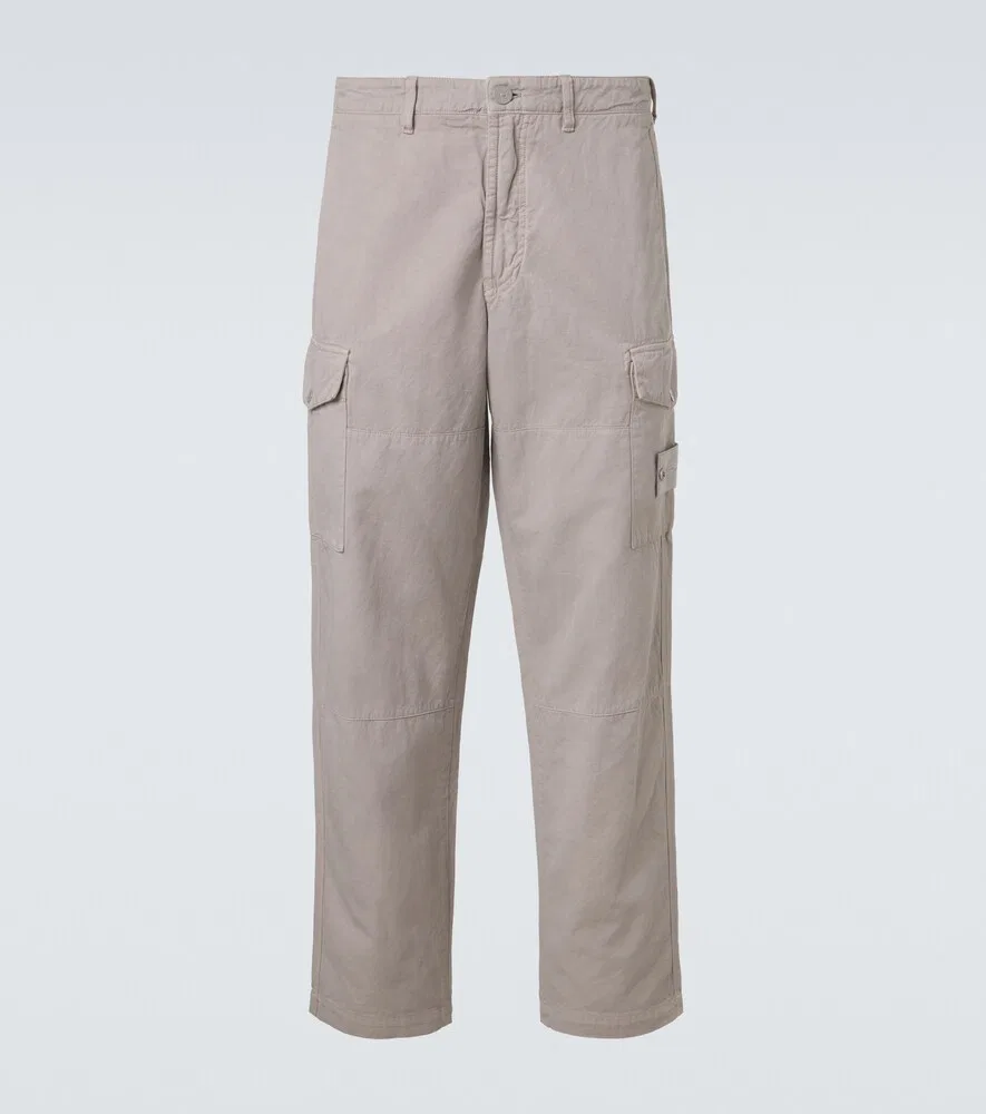 Брюки-карго из хлопчатобумажной и льняной парусины Stone Island, серый