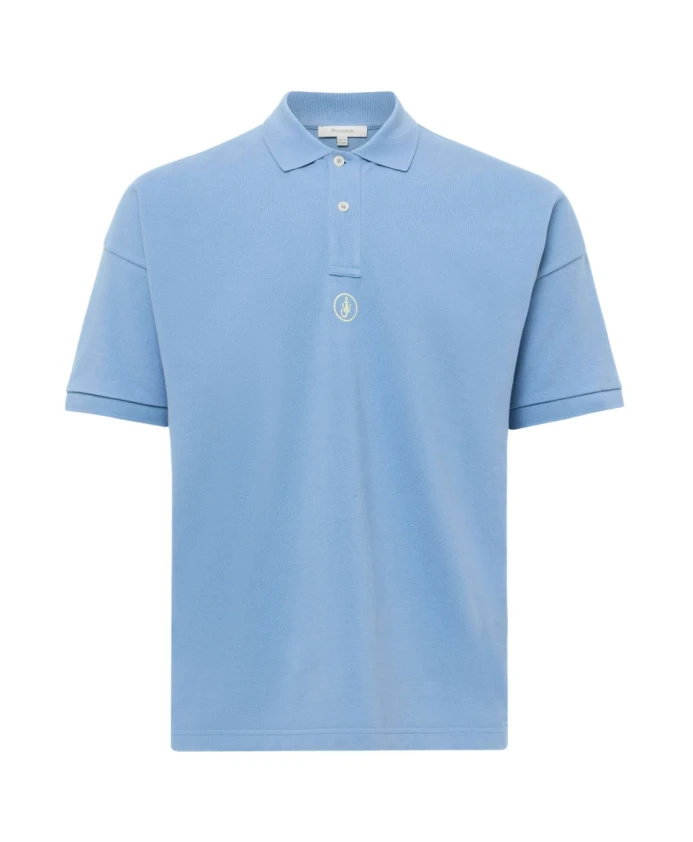 

Синяя рубашка-поло с вышитым логотипом. Jw Anderson, синий