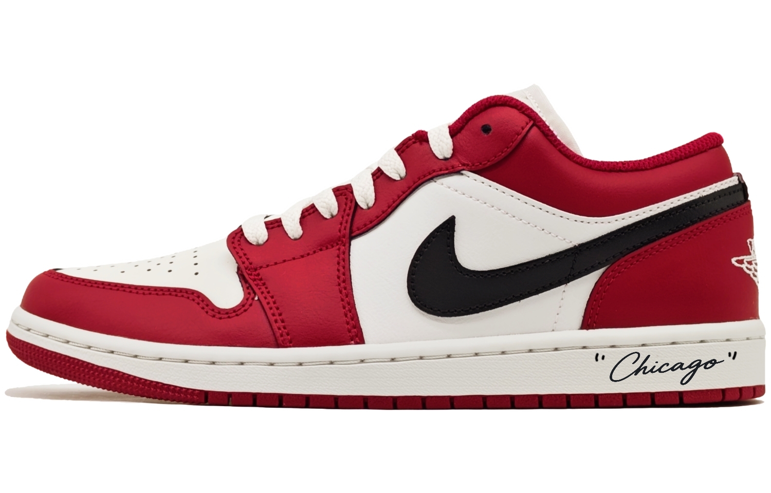 

Jordan Эйр 1 Чикаго Ред устойчивые к истиранию низкие винтажные баскетбольные кроссовки мужские красно-бело-черные, цвет Red White Black