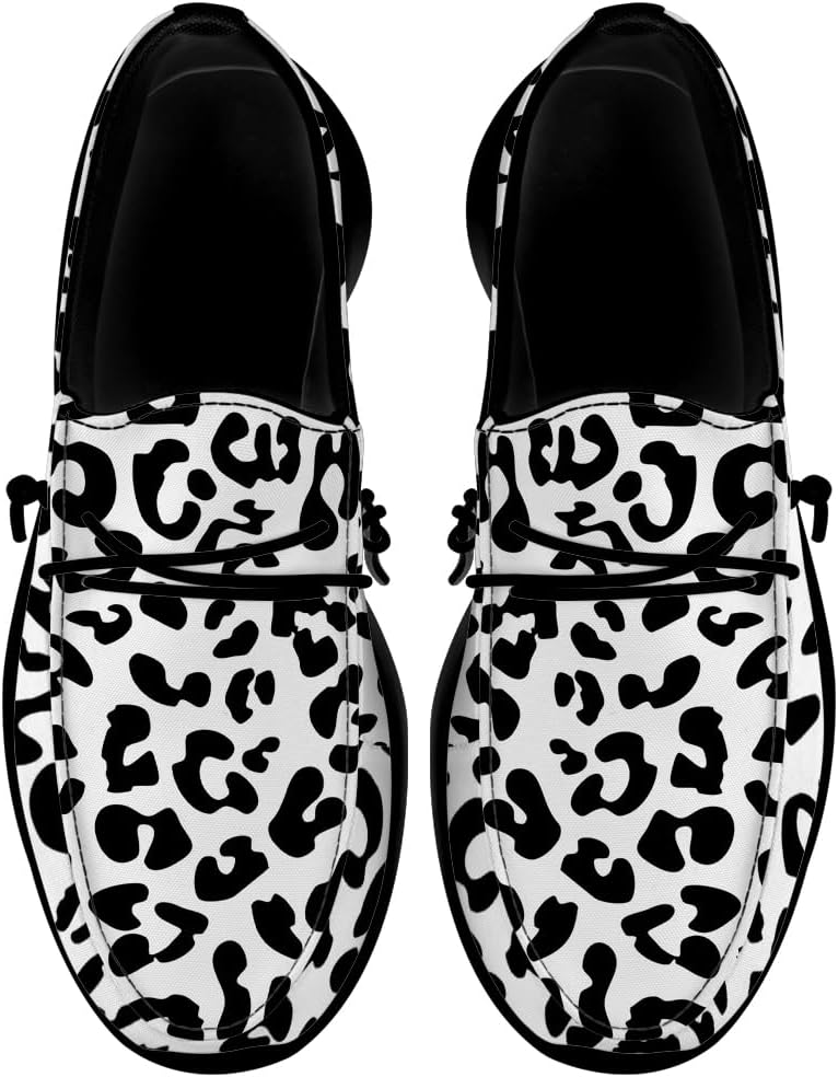 

Лоферы для женщин и мужчин с леопардовым принтом, обувь без шнурков с цветочным узором для прогулок, подарки для мужчин и женщин Quorax, белый/черный