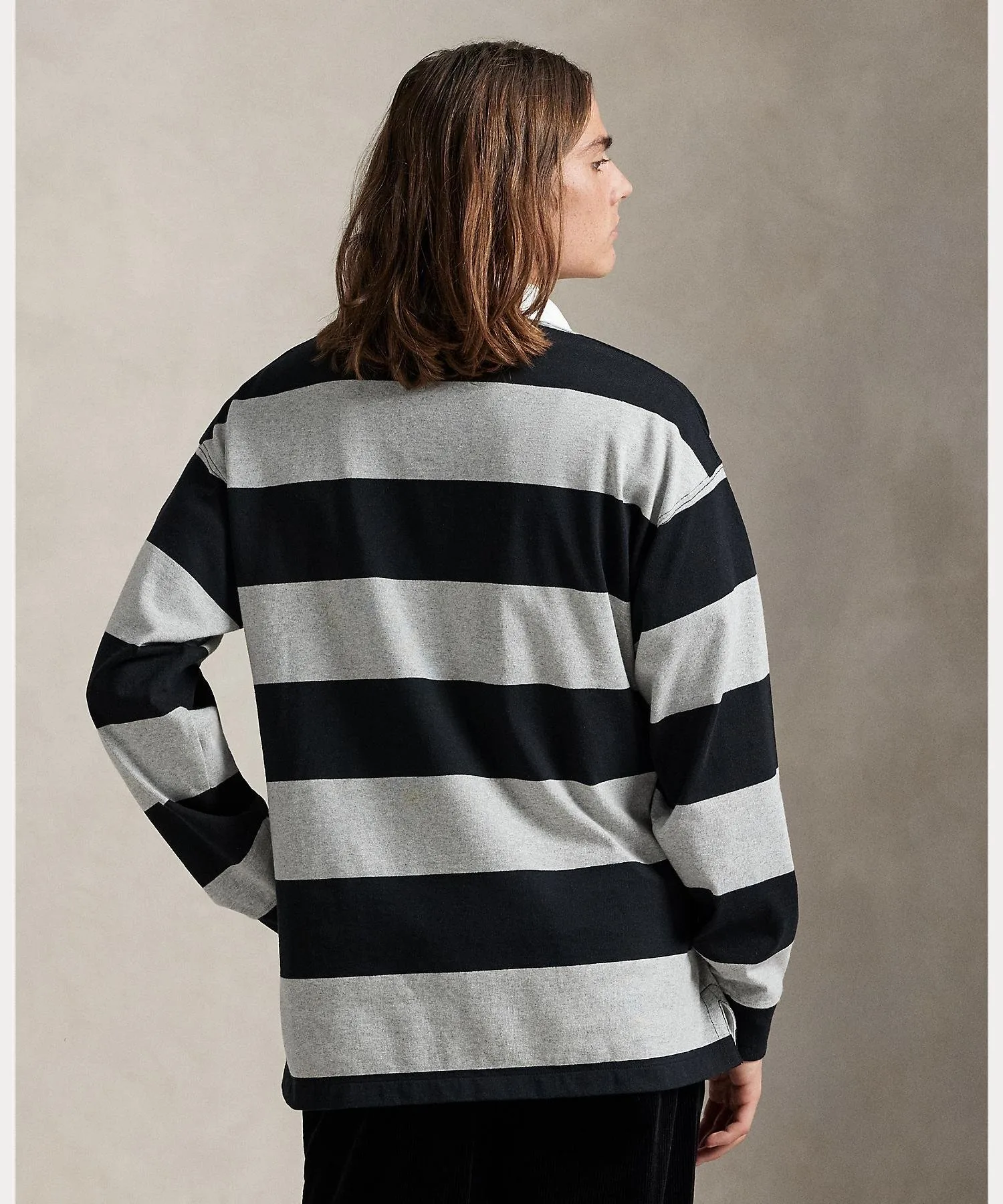 Полосатая регбийная рубашка большого размера Polo Ralph Lauren, 020 Gray — фото 4
