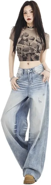 

Женские джинсы Y2K в стиле гранж, широкие, Acubi, с высокой талией Attria