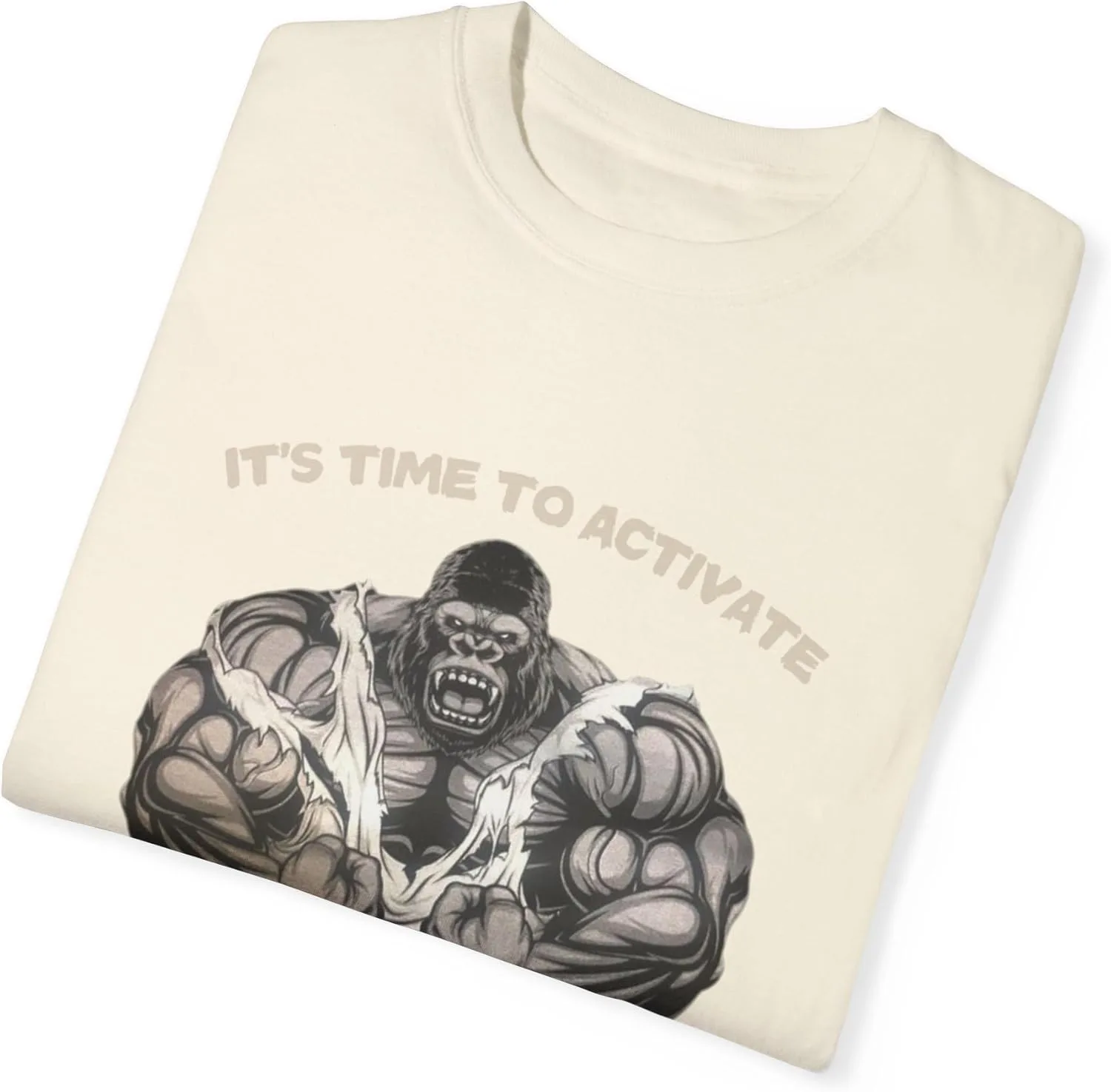 Футболка Beast Mode Activated, мотивационная майка для фитнеса, одежда для тренировок, футболка для набора мышечной массы, унисекс майка Garment-Dyed GENERIC, слоновая кость — фото 3