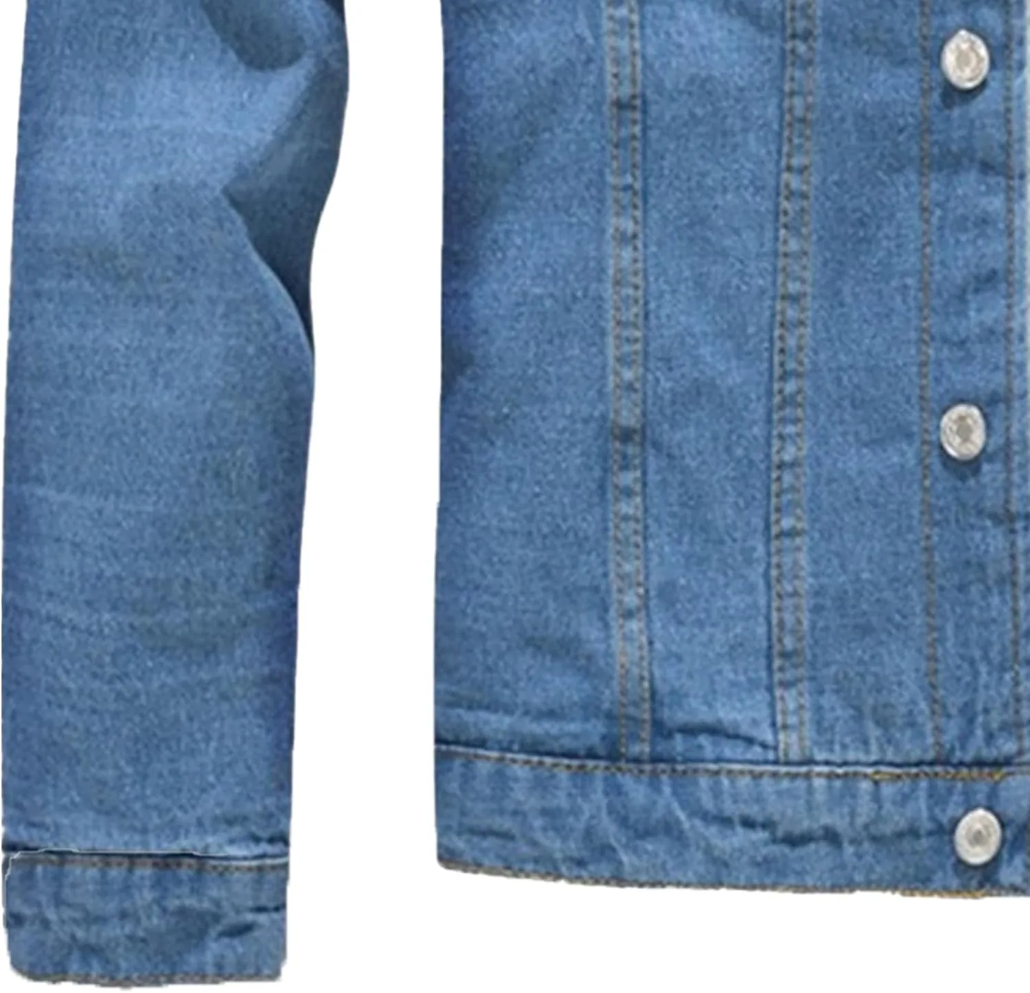 Мужская джинсовая куртка Slim Fit с искусственным флисом, утепленная, с длинными рукавами, комфортная, классическая уличная куртка на пуговицах для весны Generic, светло-голубой — фото 3
