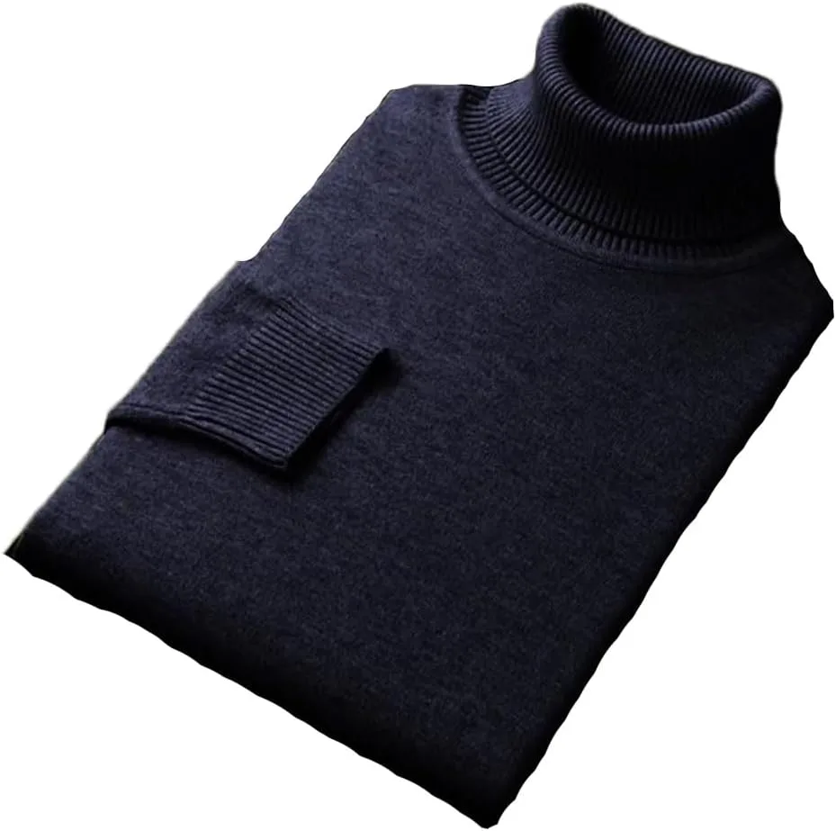 

Мужской вязаный свитер с высоким воротником и длинными рукавами