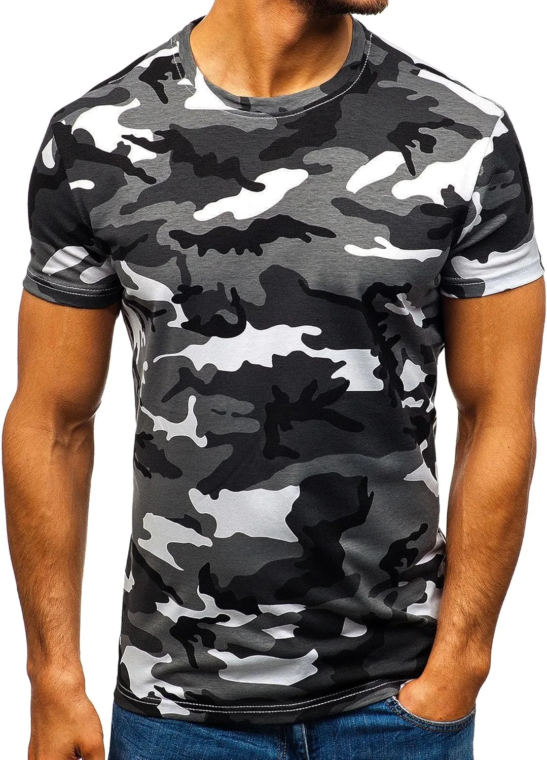 

Мужская футболка с камуфляжным принтом, короткий рукав, Plus Size Maiyifu-GJ