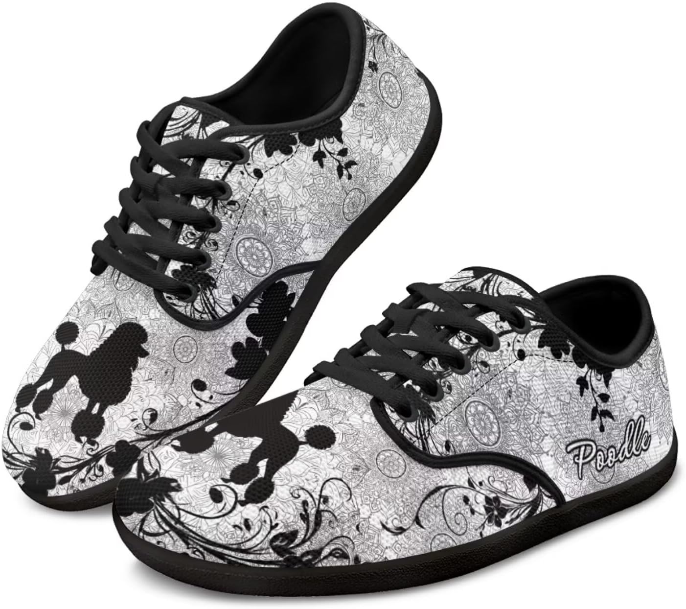 

Женские минималистичные кроссовки для ходьбы с широким носком, легкие, без застежек, теннисные кроссовки для женщин и мужчин Pointodoor, Poodle Boho Mandala