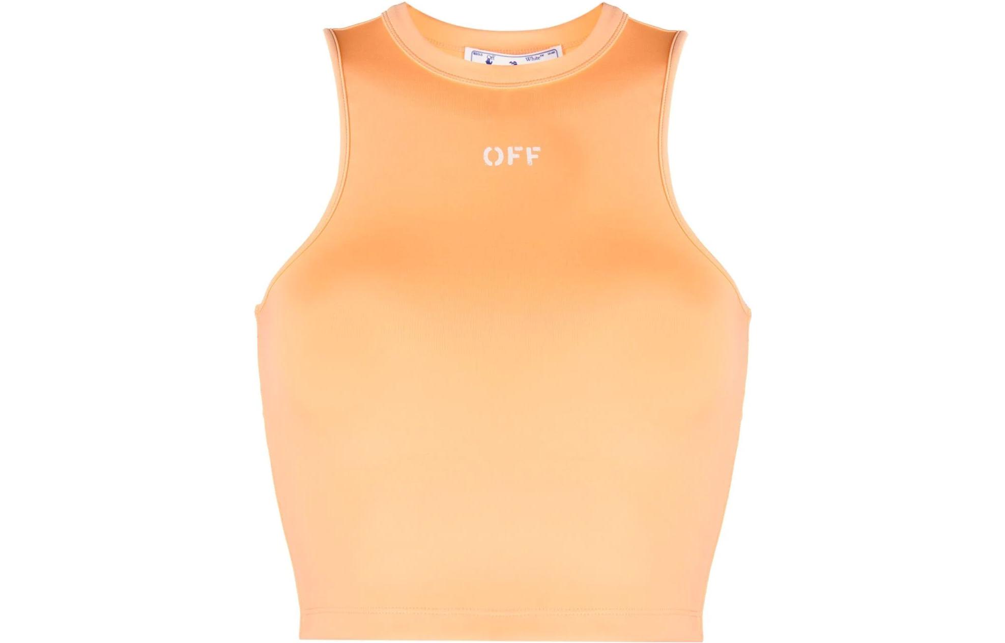 OFF WHITE Майка без рукавов с круглым вырезом Оранжевый OFF-WHITE, Светло-оранжевый — фото 2