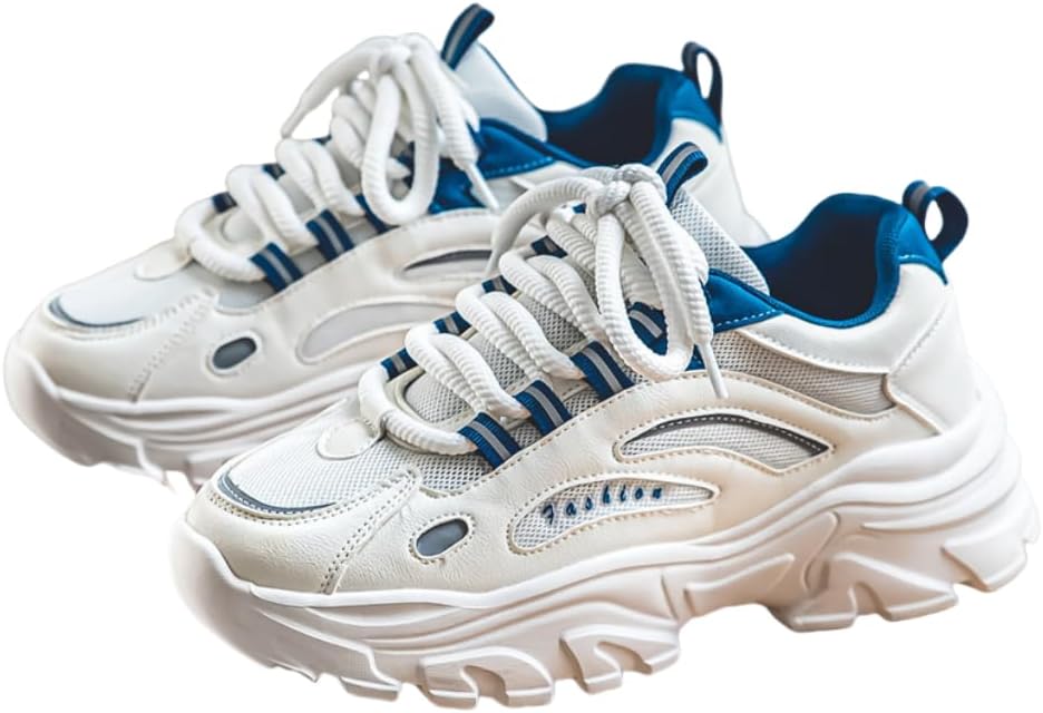 

Модные мужские массивные кроссовки Hhhchpm, удобные нескользящие повседневные кроссовки на шнуровке для активного отдыха мужчин, белый/синий