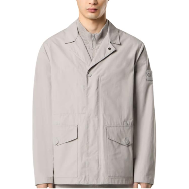 STONE ISLAND Ветрозащитная хлопковая куртка, Gray White — фото 4