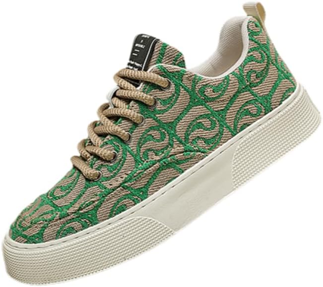 

Мужские низкие кеды из ткани- модные и комфортные, с толстой резиновой подошвой, оснащены шнуровкой с пряжкой, подходят для повседневной носки, походов и бега Hoalox, зеленый