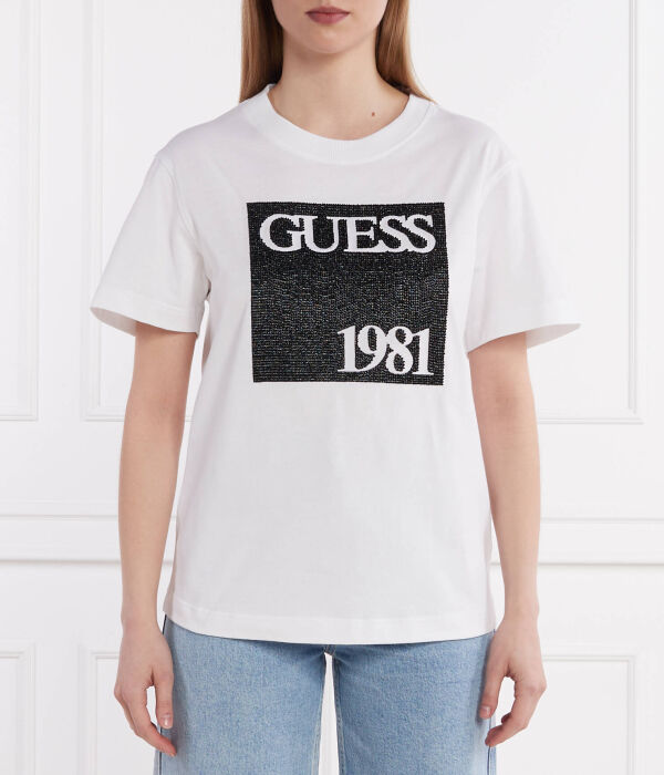 

Футболка Guess Jeans Regular Fit с бусинами, белый