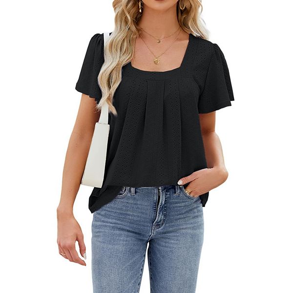 

Женская блуза с коротким рукавом и квадратным вырезом Xuba, Black