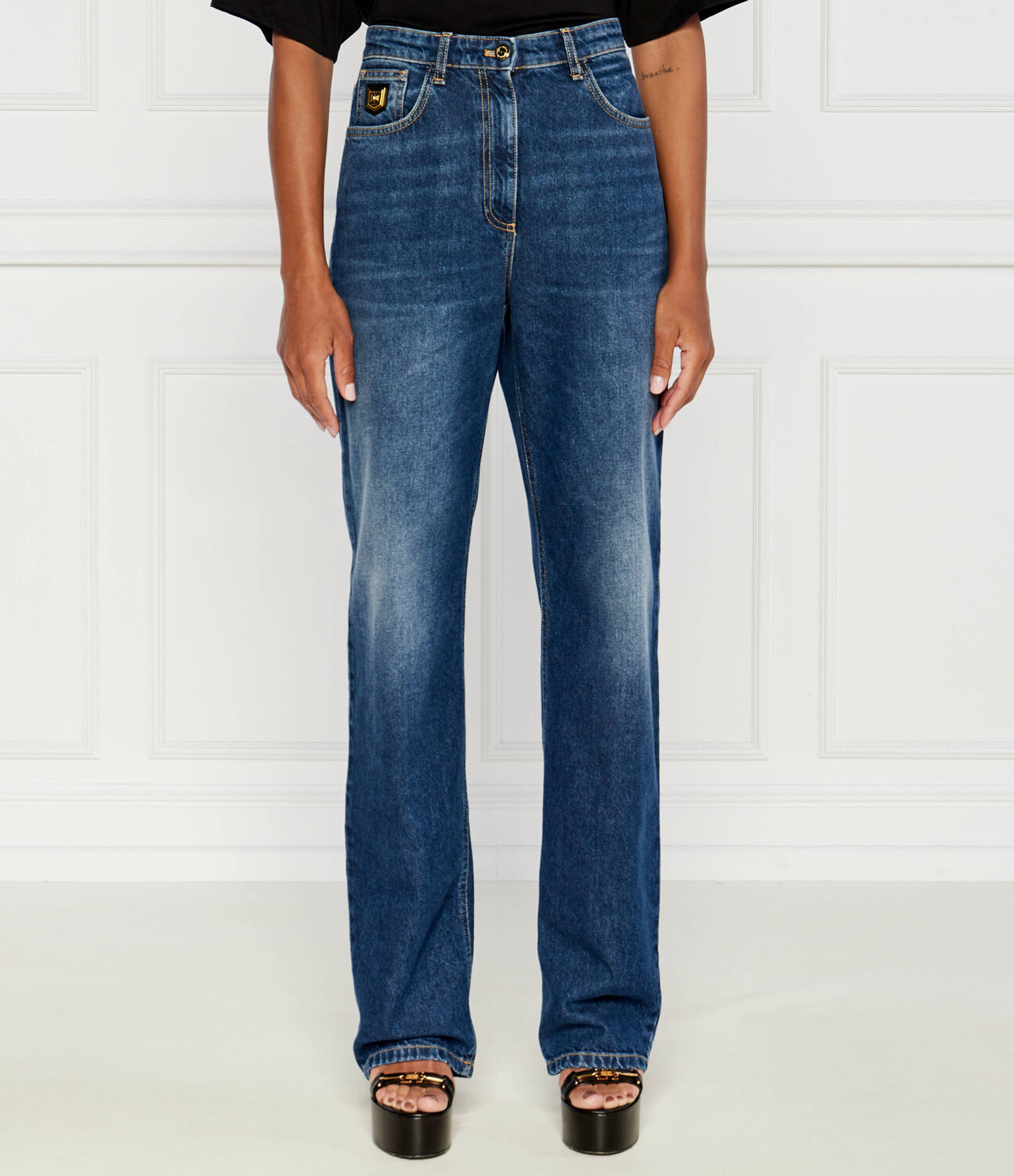 

Джинсы Elisabetta Franchi Boyfriend fit, темно-синий