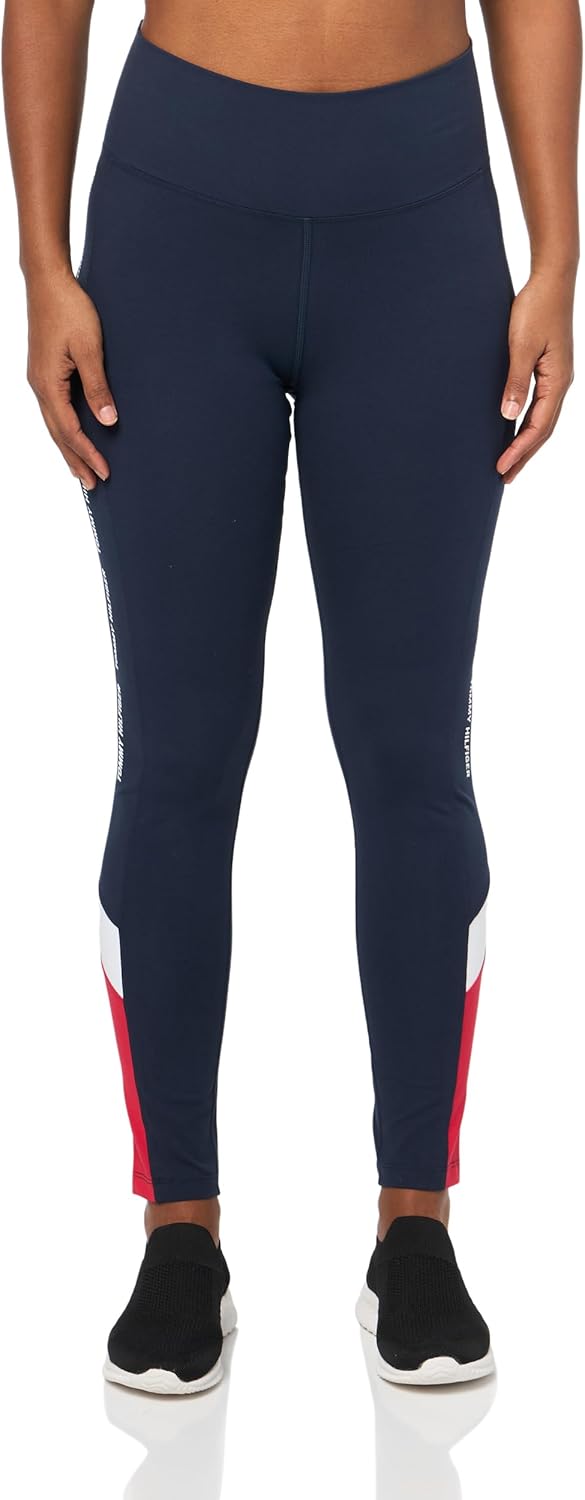 

Женские спортивные леггинсы Tommy Hilfiger с цветными блоками и логотипом на ленте, высокой талией, Navy Multi