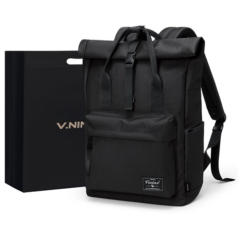 

V.NINE Синтетический кожаный рюкзак для студентов, Agate Black