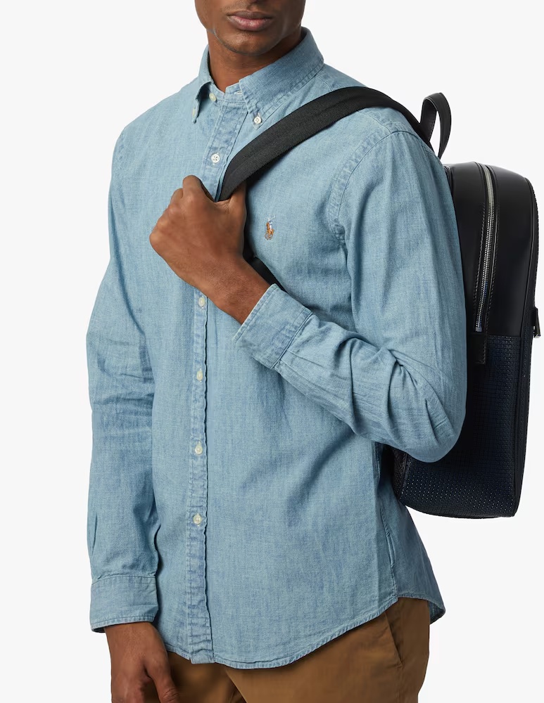 Спортивная рубашка из шамбре приталенного кроя Polo Ralph Lauren, цвет Chambray — фото 2