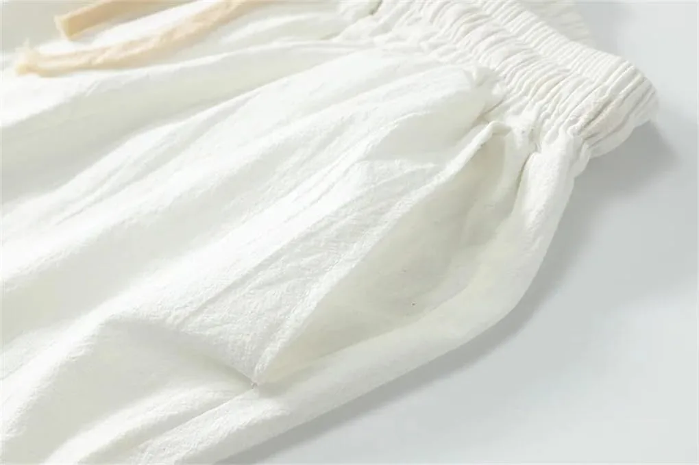 Мужские шорты Oversized летние Cotton Linen Stretch спортивные свободные пляжные легкие черные — фото 4