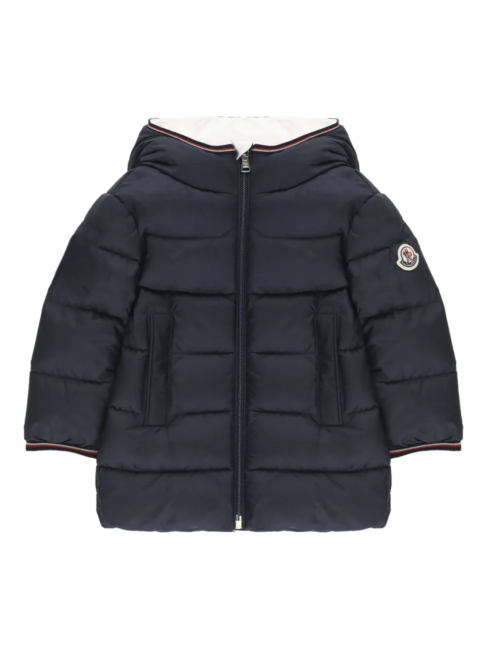 

Стеганое пальто с нашивкой-логотипом Moncler Enfant, синий