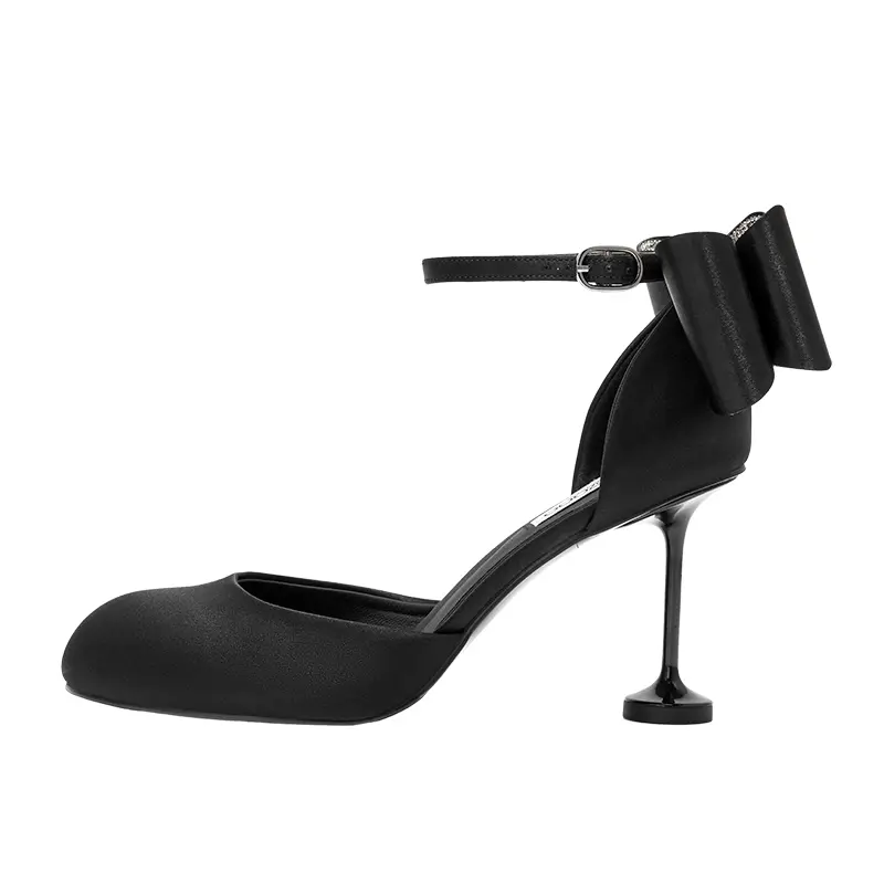 SHOESZOOO Свадебные туфли в стиле принцессы. Расклешенный каблук. Женские туфли Hepburn. Черный. Высота каблука 8 см
